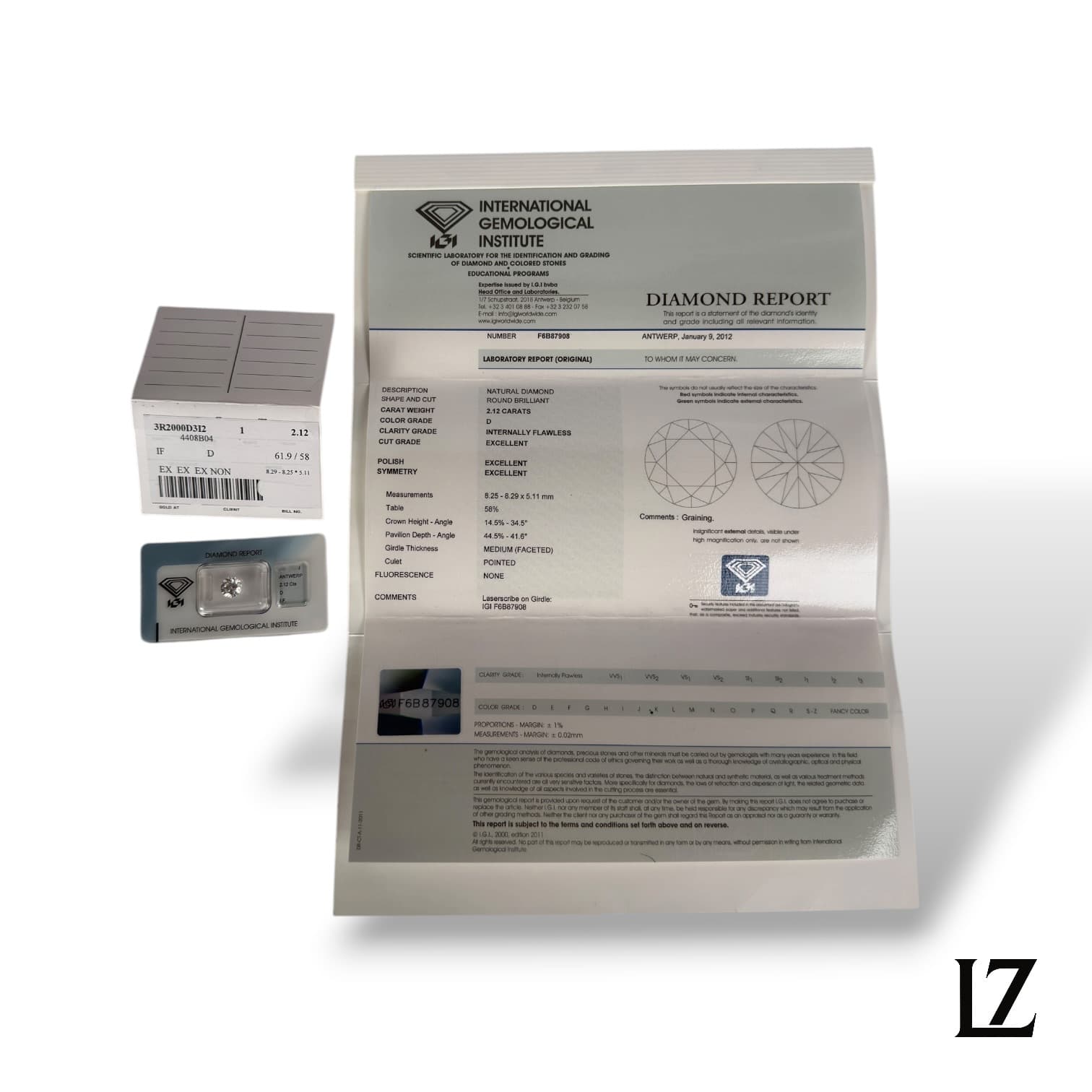 Přírodní diamant o váze 2,12ct thumbnail 3